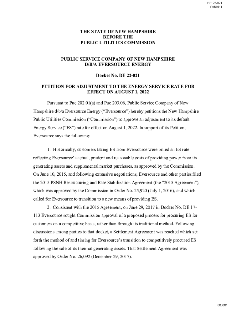 Fillable Online DE 22021 New Hampshire Public Utilities Commission