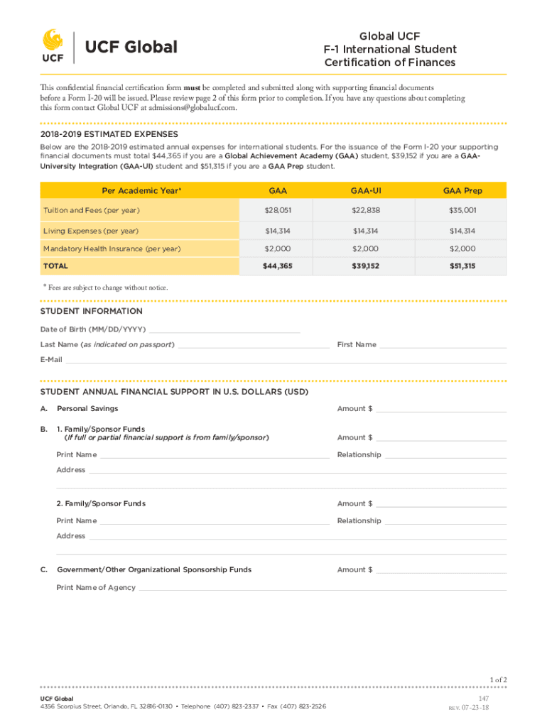 Fillable Online Forms And Files UCF Global Fax Email Print PdfFiller filling-the-cof-international-students-certification-of-finances-for