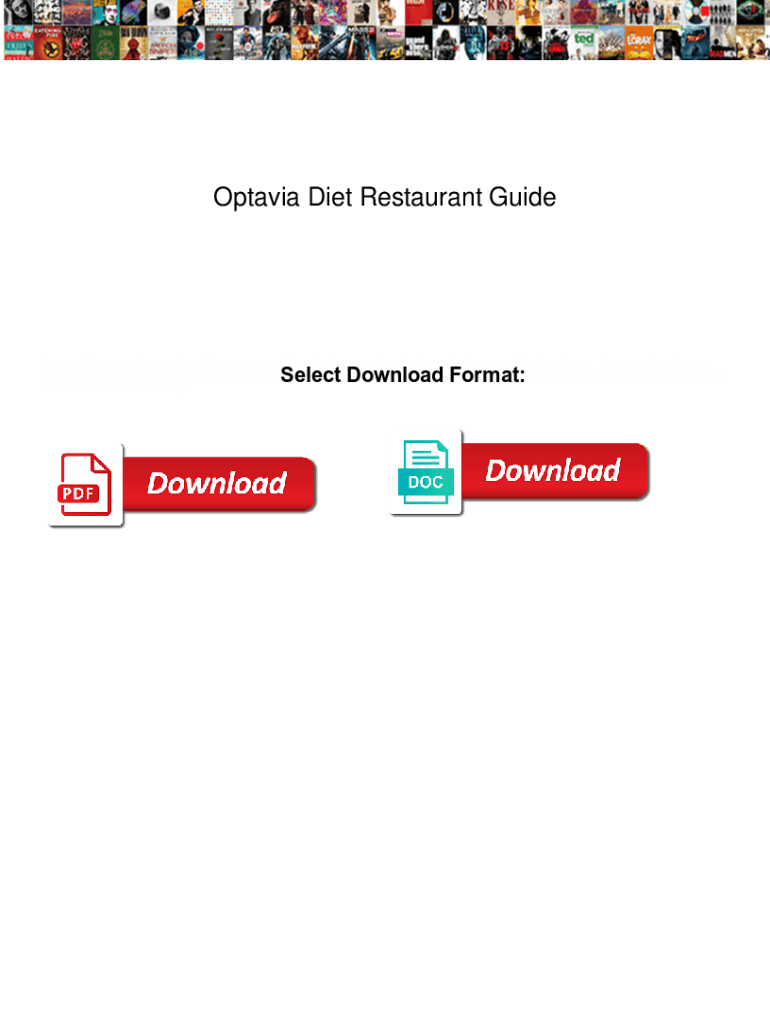Fillable Online Optavia Diet Restaurant Guide. Optavia Diet Restaurant ...