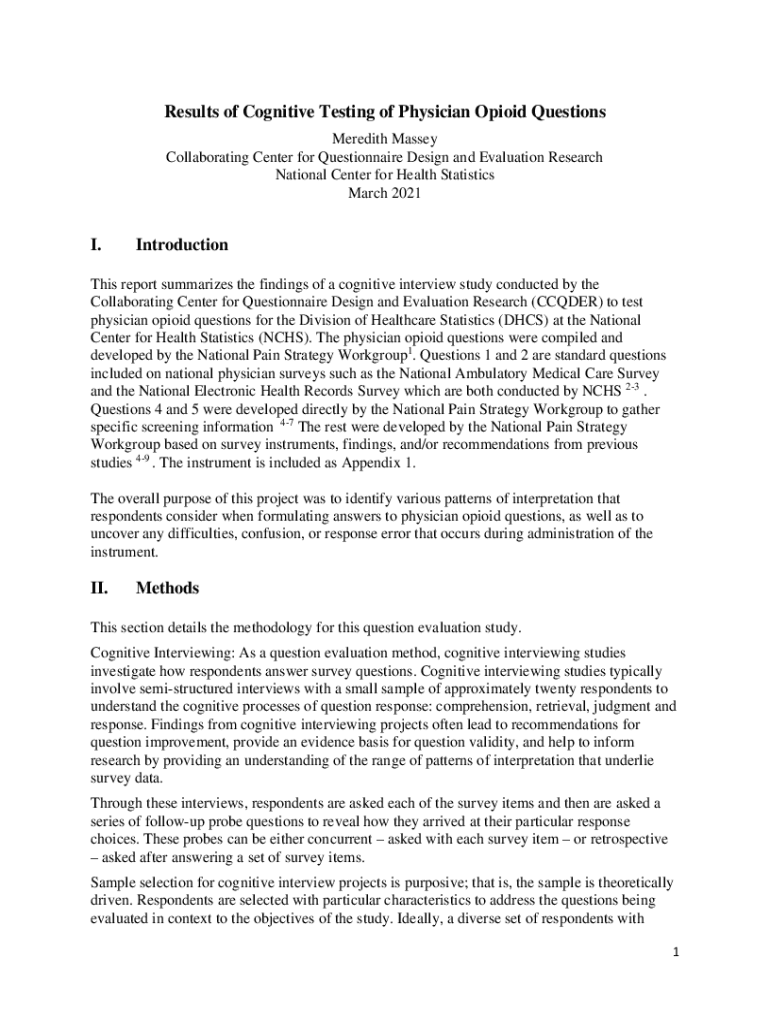 Fillable Online wwwn cdc Results of cognitive testing of physician