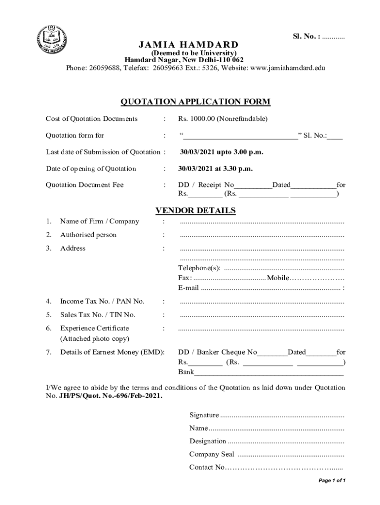 Fillable Online request for quotation - Jamia Hamdard - Yumpu Fax Email ...