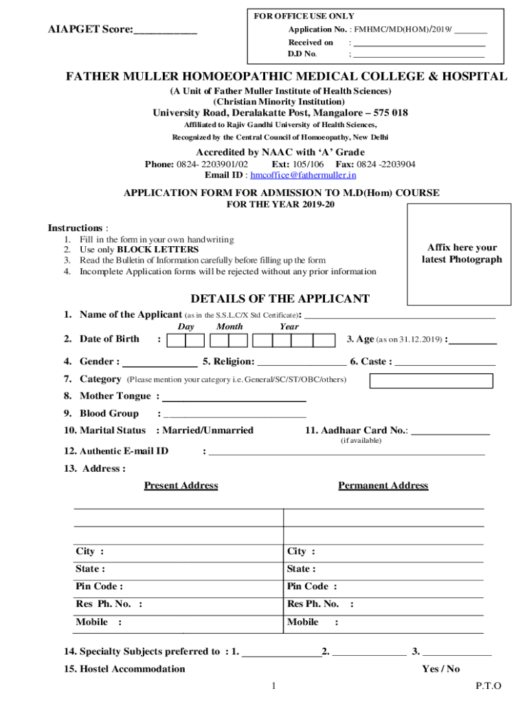 Fillable Online fathermuller edu BHMS: Full Form Course Duration Fillable Online fathermuller edu BHMS: Full Form Course Duration