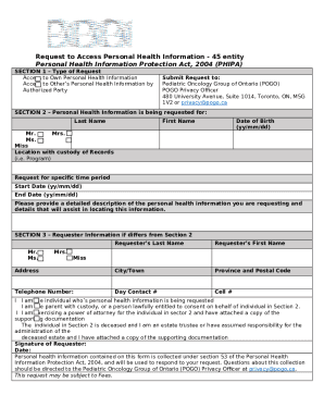 Request to Access Personal Health Information