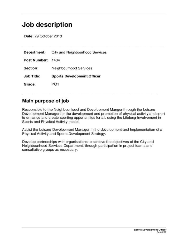 Fillable Online Sports Development Officer Application Pack Fax Email
