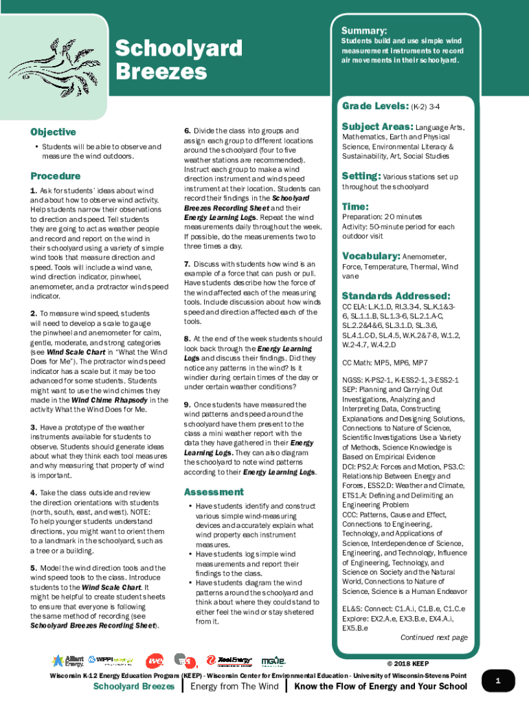 Fillable Online Make an Anemometer to Measure Wind SpeedLesson Plan Fax