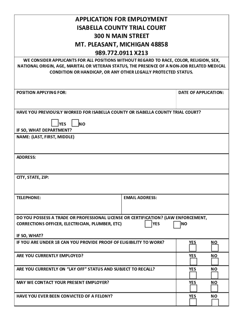 Isabella County Trial Court Calendar 
