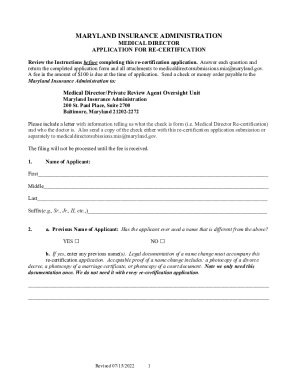 Fillable Online mdinsurance state md maryland certificate of ...