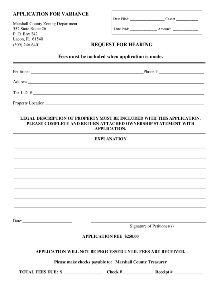 Fillable Online APPLICATION FOR ZONING VARIANCE City of Fond Du Lac