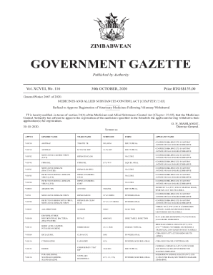 Fillable Online GOVERNMENT GAZETTE - Zimbabwe Revenue Authority Fax