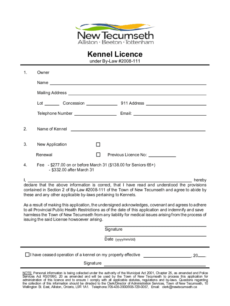 Fillable Online Kennel License Application Form Fax Email Print pdfFiller
