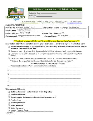 Additional/Revised Material Submittal Form - Garden City, Idaho