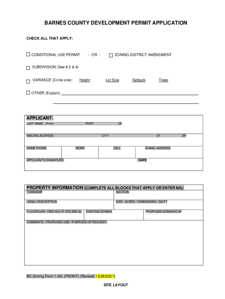 Fillable Online Barnes County Development Permit Application Fax Email