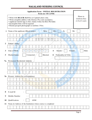 nagaland nursing council application form – initial registration