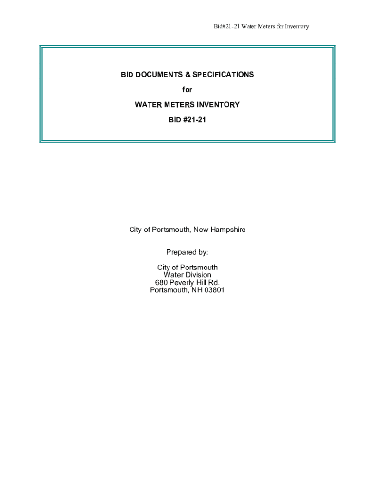 Fillable online 21 21 bid water meters inventory v2021 fax email print