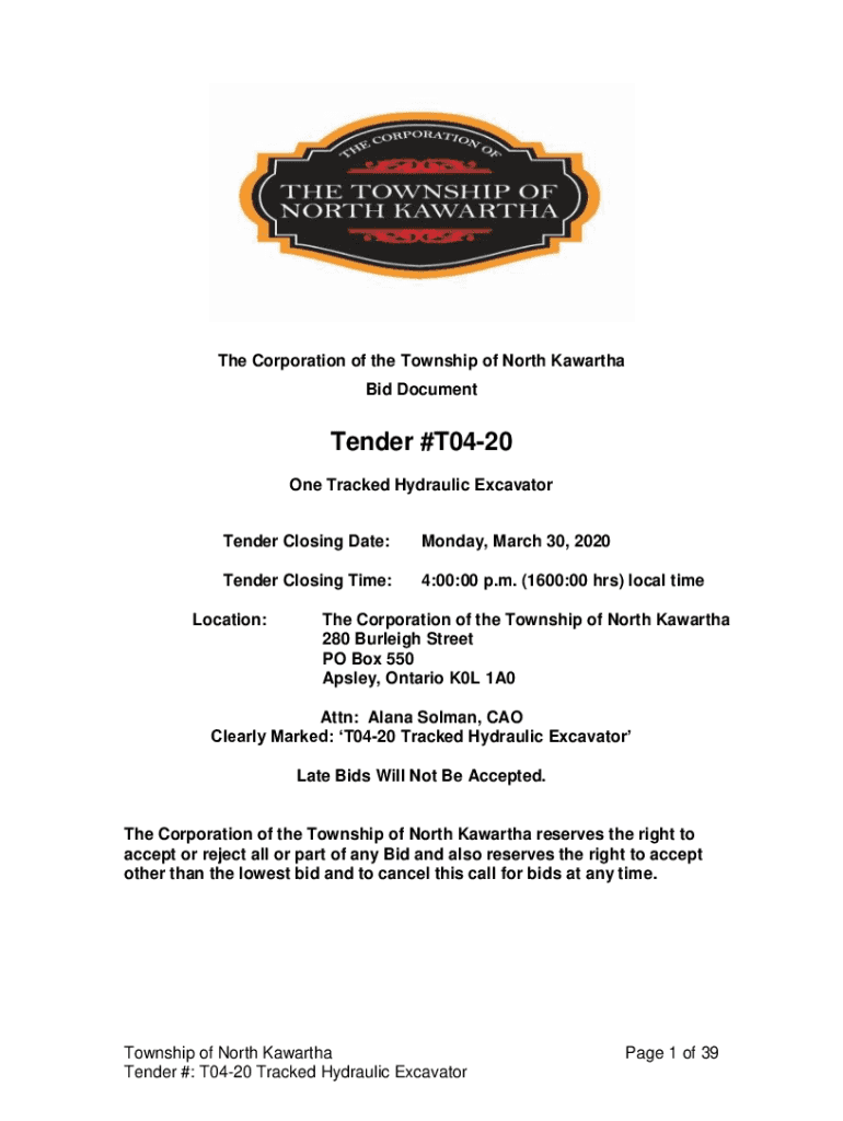 Fillable Online form 6 sale of land by public tender North Kawartha