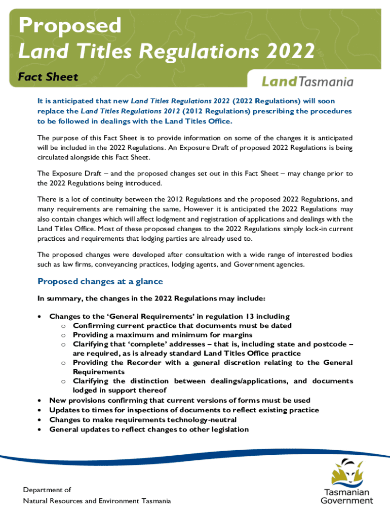 Fillable Online Land Tasmania Fact Sheet Fax Email Print pdfFiller