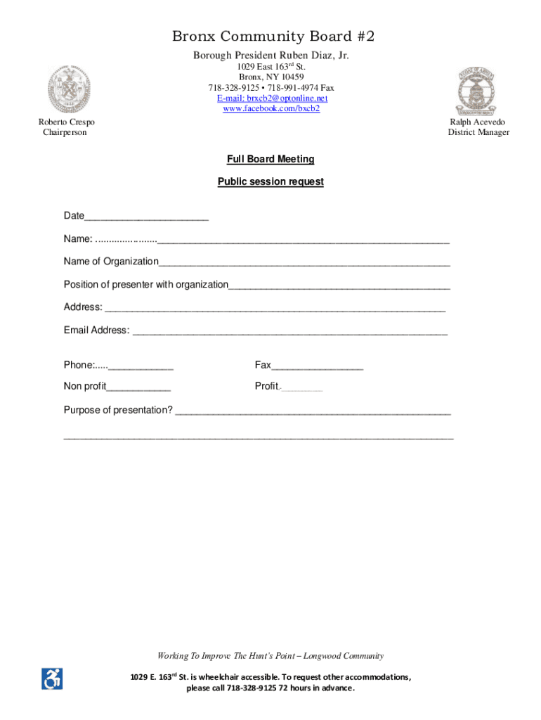 Fillable Online Community Boards Bronx Borough President Fax Email