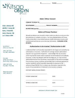 Fillable Online Adult / Minor Consent - Kitsap OBGYN Fax Email Print ...