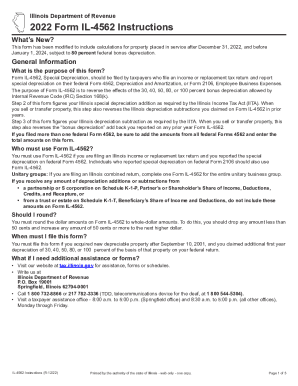 Fillable Online tax illinois 2022 Form IL-4562 Instructions - Illinois ...