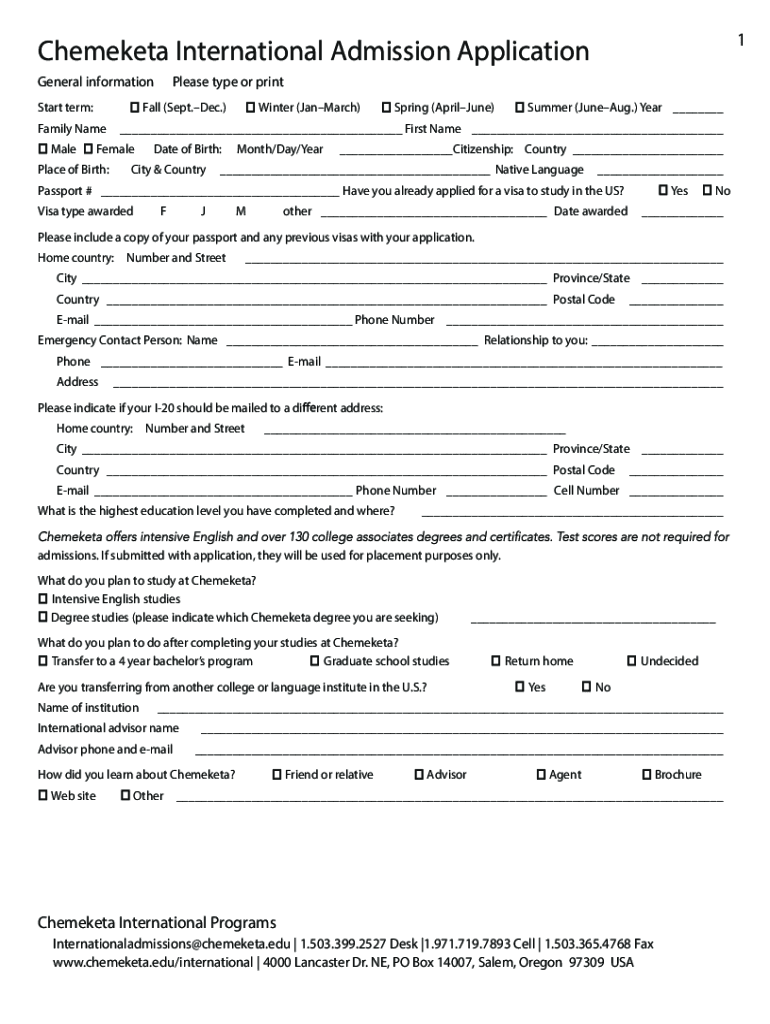 Fillable Online How to Apply to Chemeketa as an International Student ...