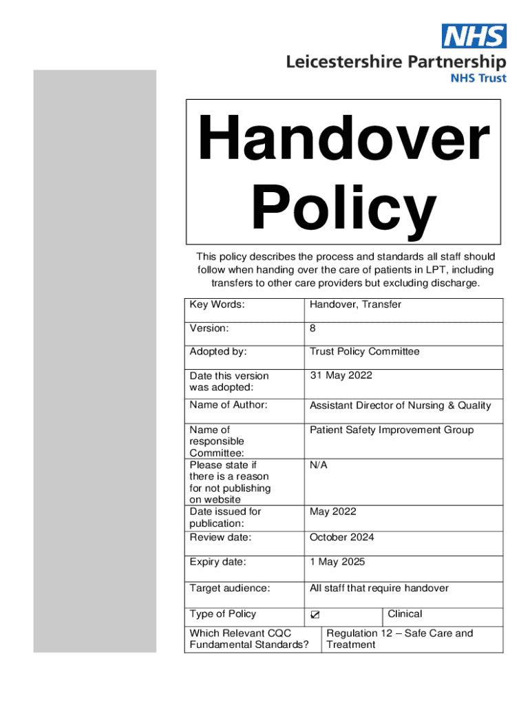 Fillable Online Communication (Clinical Handover) in Acute and Children