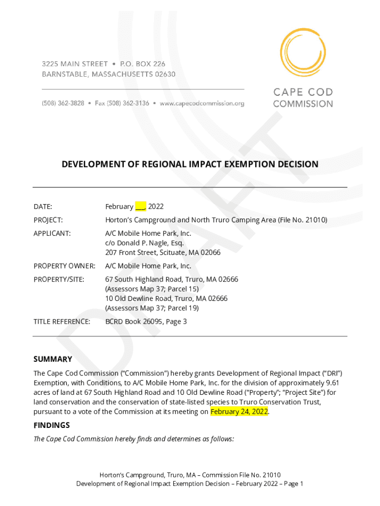 Fillable Online Horton's Strikes Land Deal With Truro Conservation