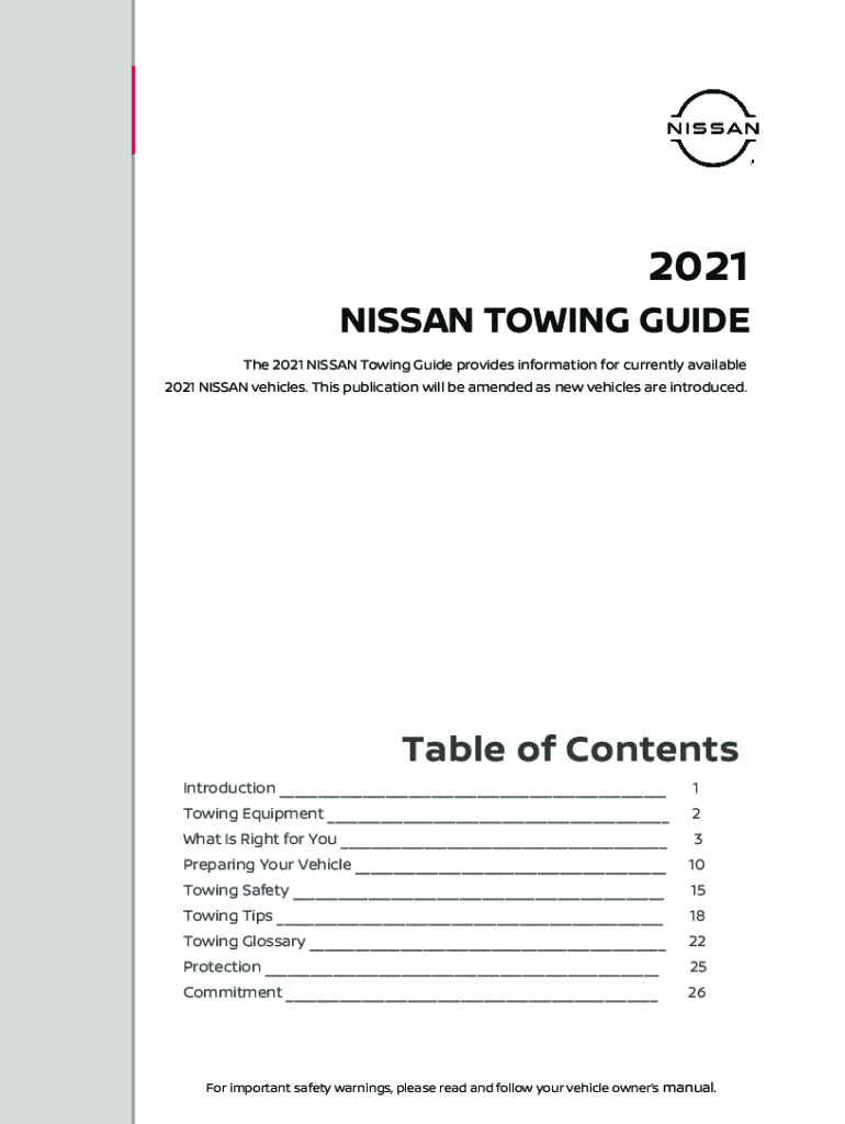 Fillable Online Towing Capacity ChartWhich Nissan Models Can Tow? Fax