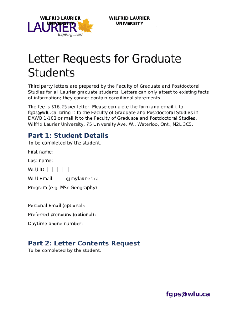 Letter Requests for Graduate Students Doc Template pdfFiller