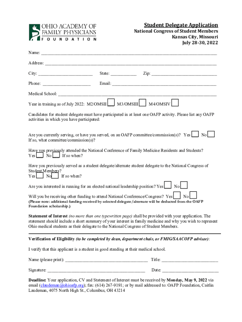 Fillable Online National Student and Resident Conference Iowa Academy