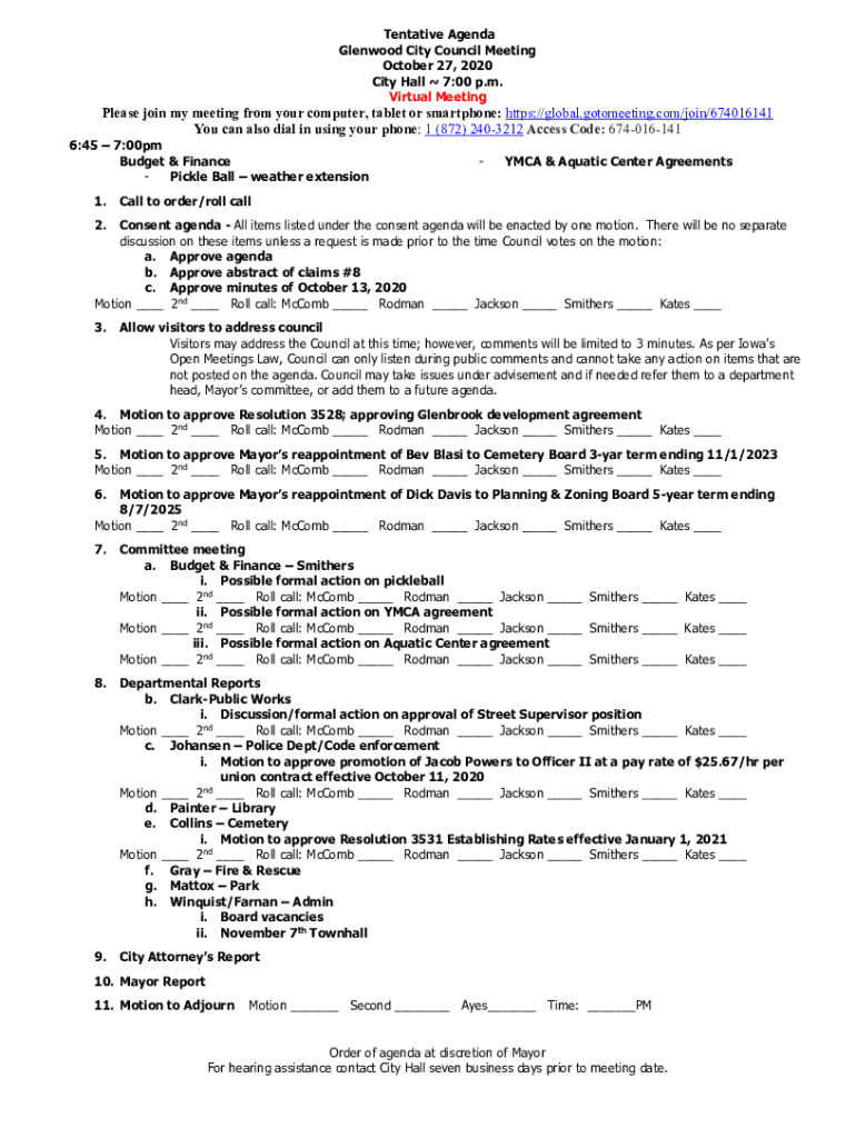 Fillable Online City Council Agendas City of Brodhead Fax Email Print