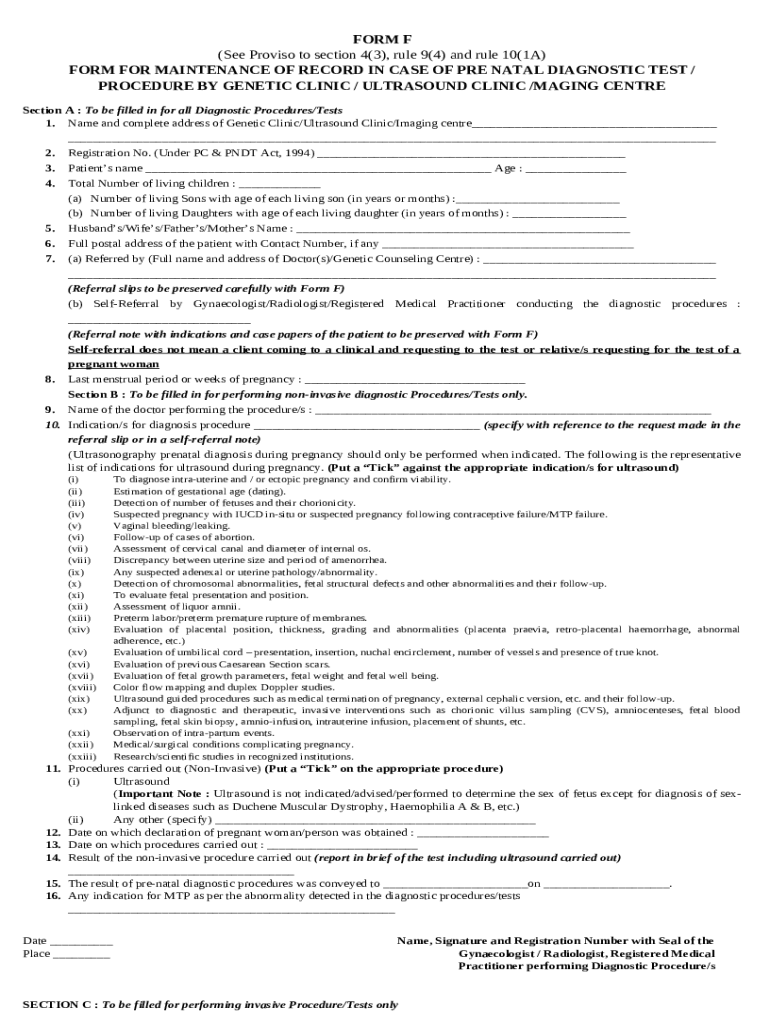 S UNDER PNDT ACT A See rules 4(1) and Doc Template pdfFiller