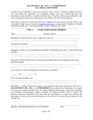 Fillable Online ESA Application - 630885273 