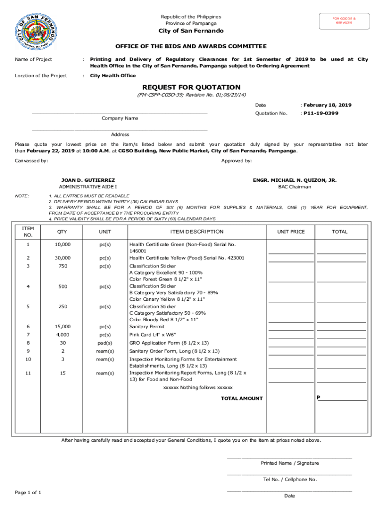 Fillable Online cityofsanfernando gov Republic of the Philippines
