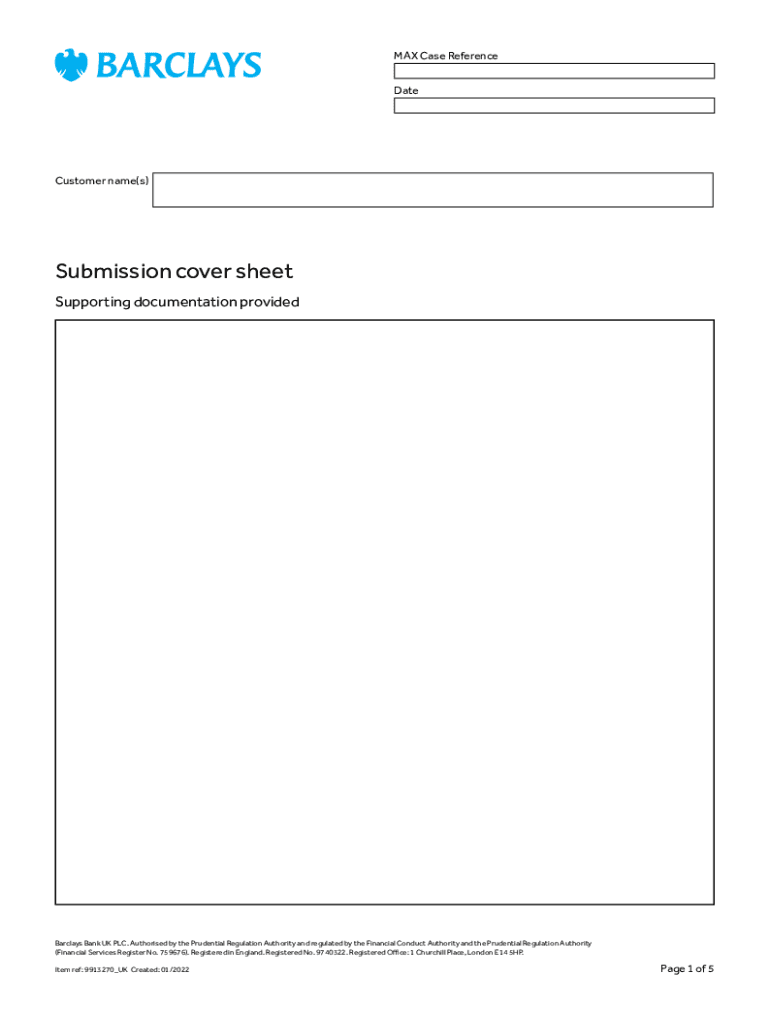 Fillable Online Submission cover sheet Barclays Fax Email Print