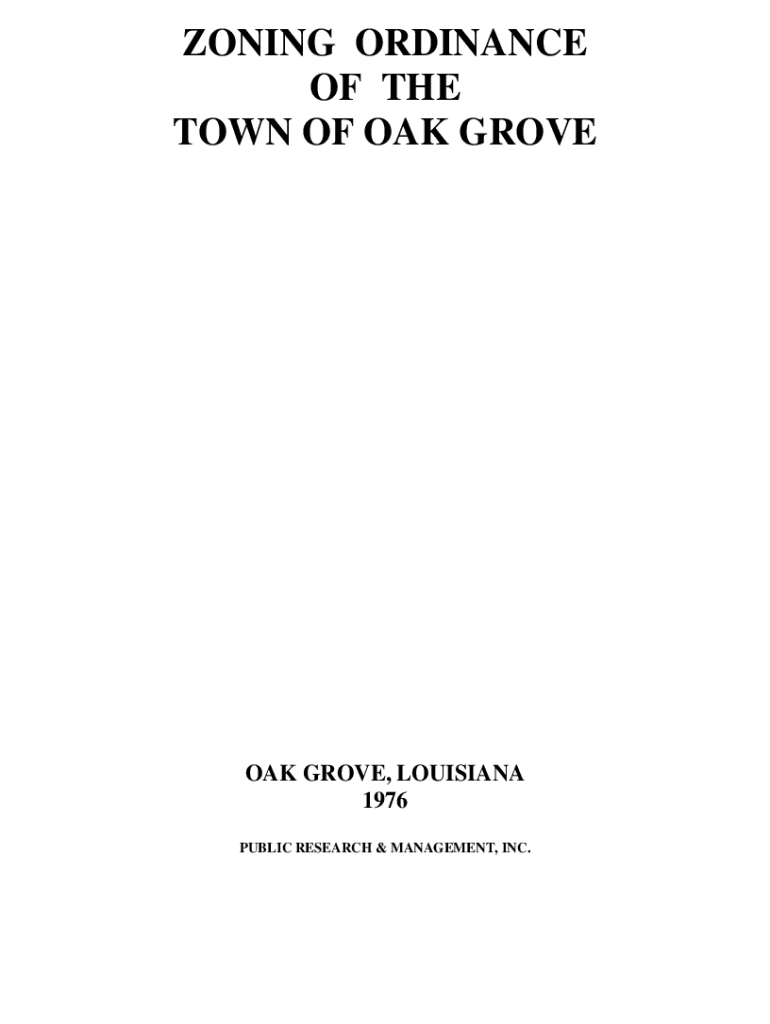 Fillable Online ZONING ORDINANCE OF THE TOWN OF OAK GROVE Fax Email