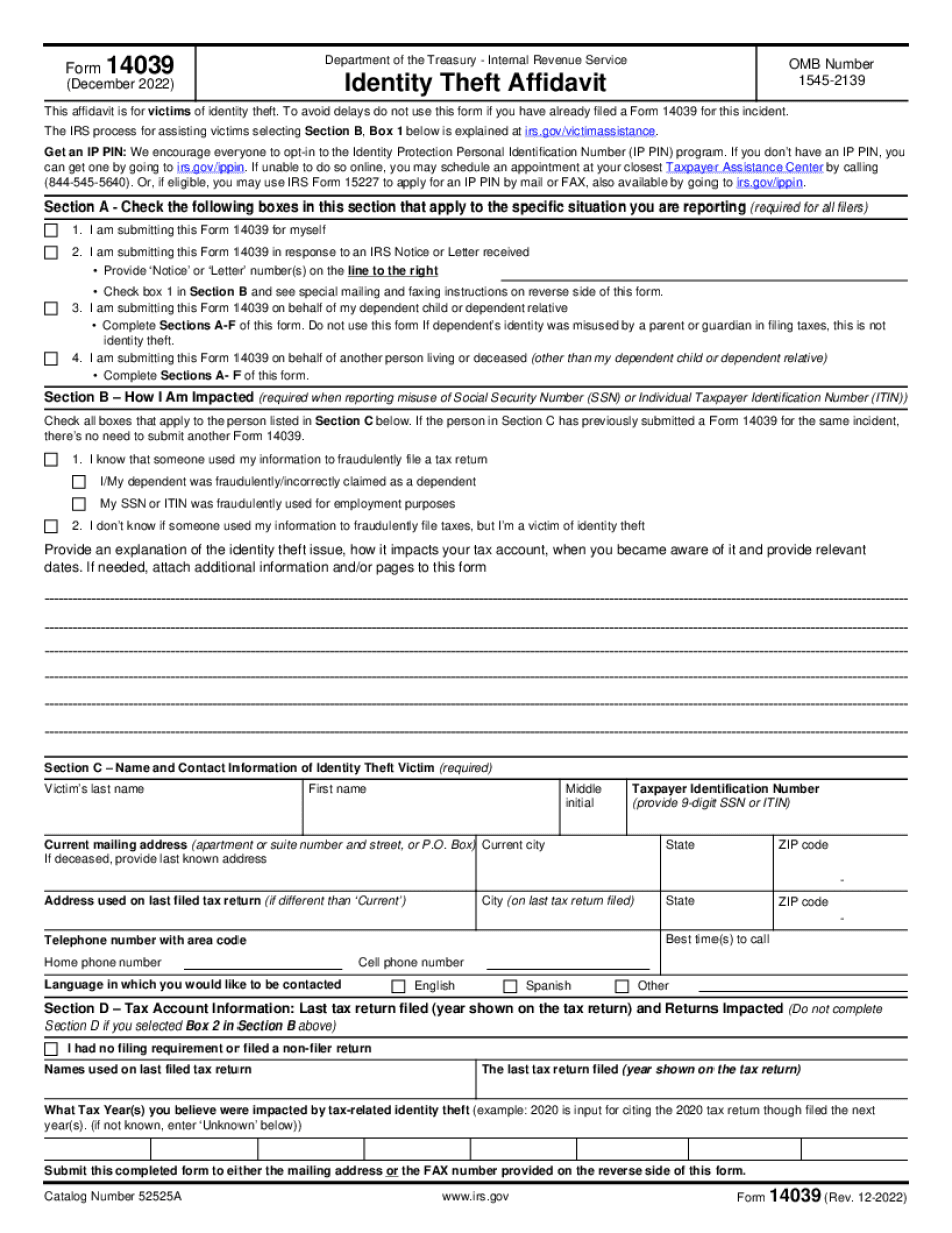 Fillable Form 14039
