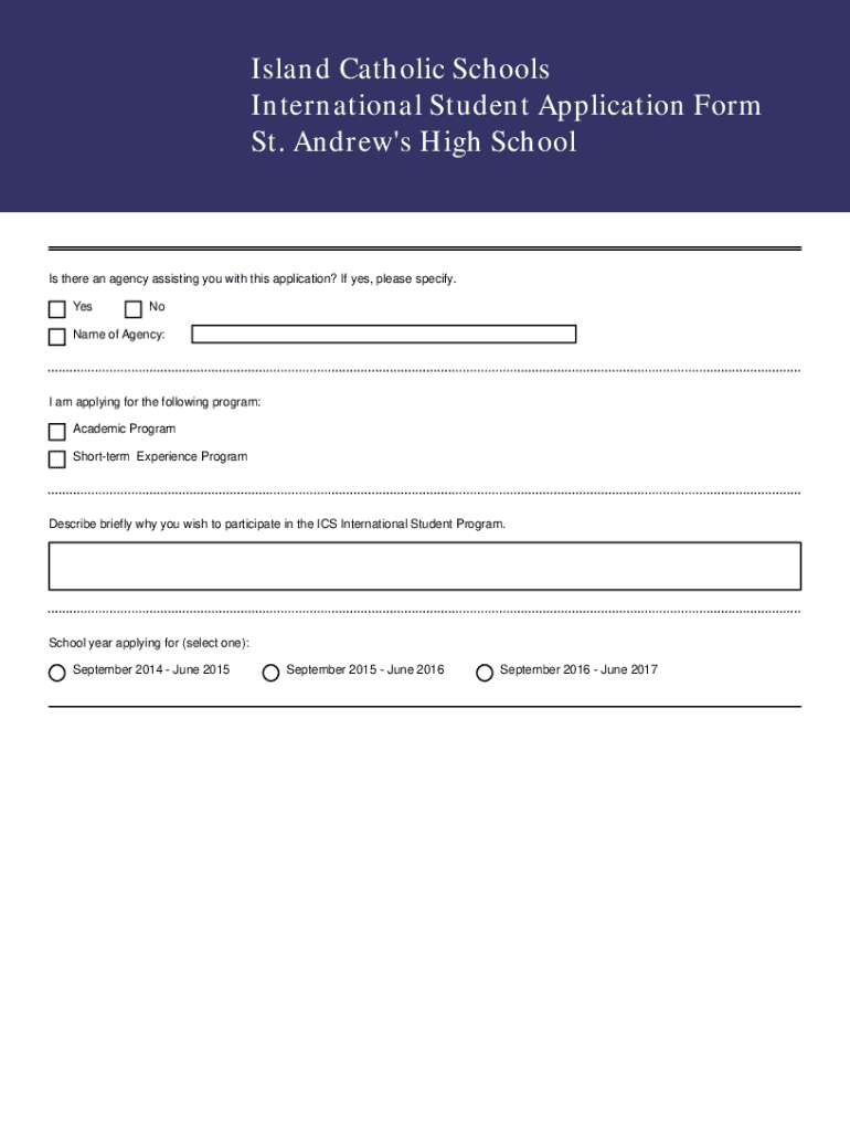 Fillable Online International Application Process St Andrew's