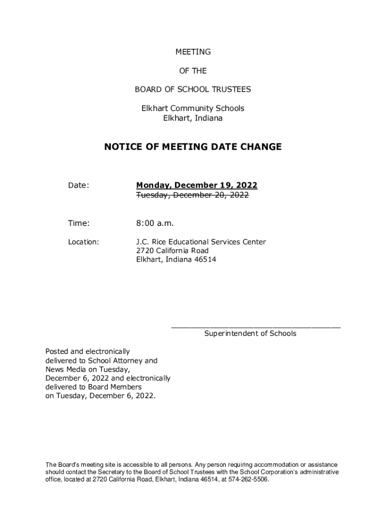 Fillable Online docs elkhart k12 in 2720 California Road Fax Email