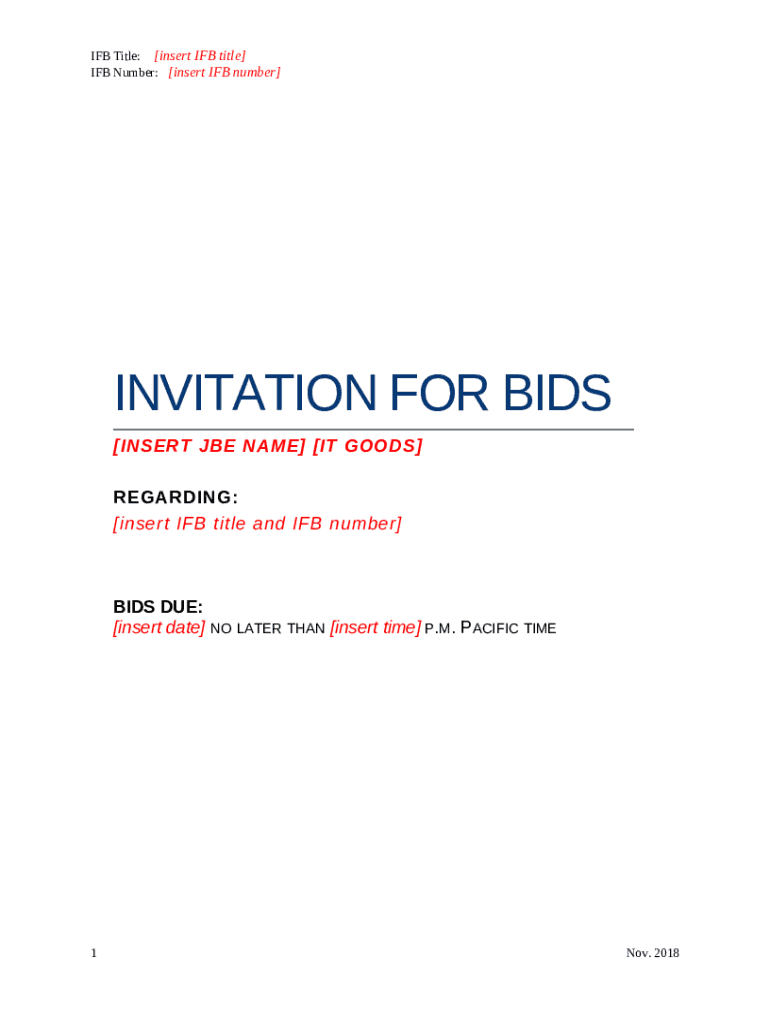 Invitation for Bid (IFB Definition 645 Samples Doc Template pdfFiller
