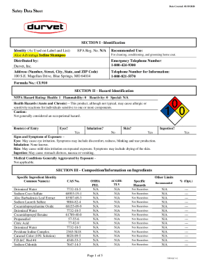 SECTION III - Composition/Information on Ingredients - Durvet