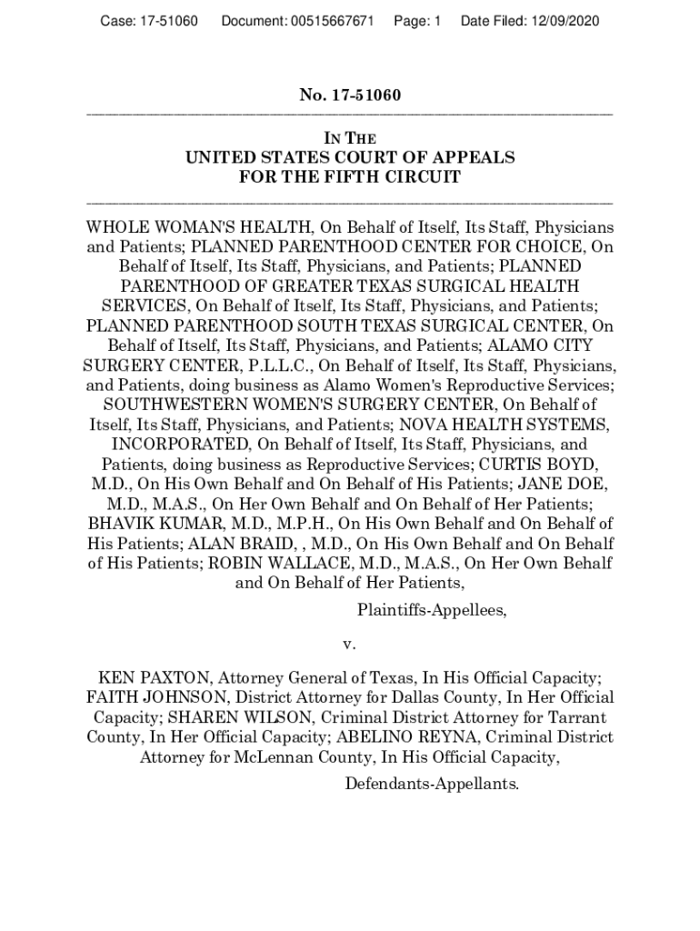 Fillable Online Whole Woman's Health et al. v. Jackson et al. Fax Email
