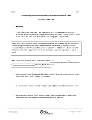 Fillable Online The Declaration of Sentiments by the Seneca Falls ...
