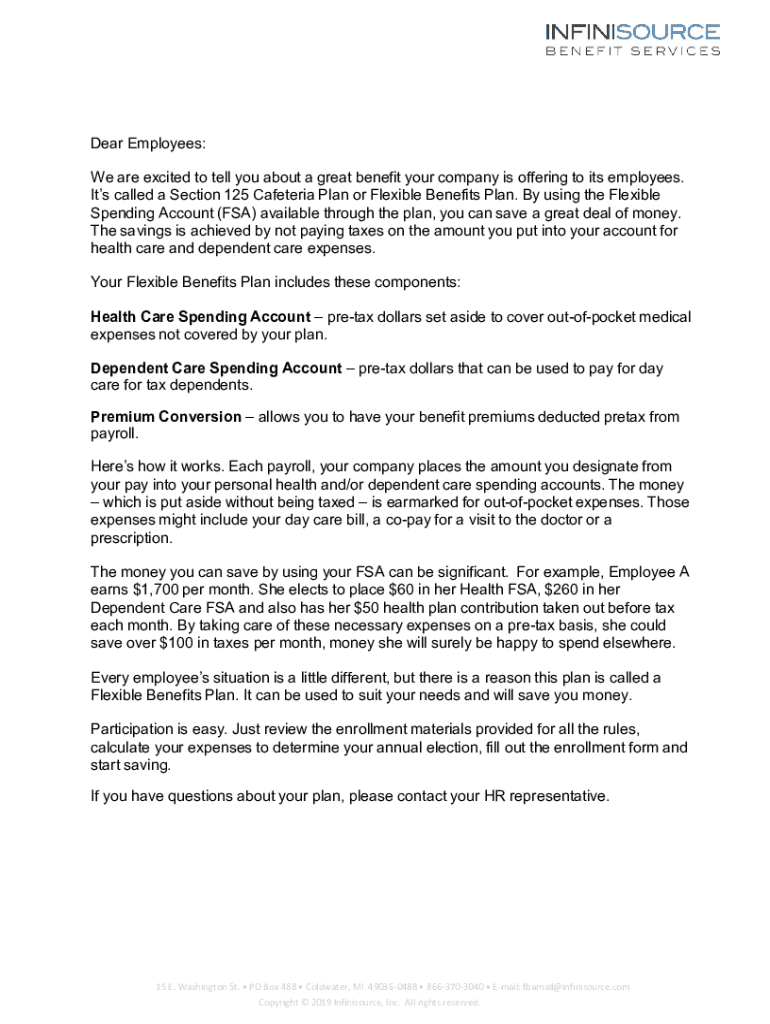 Fillable Online Striking a Balance Is a Section 125 Cafeteria Benefits