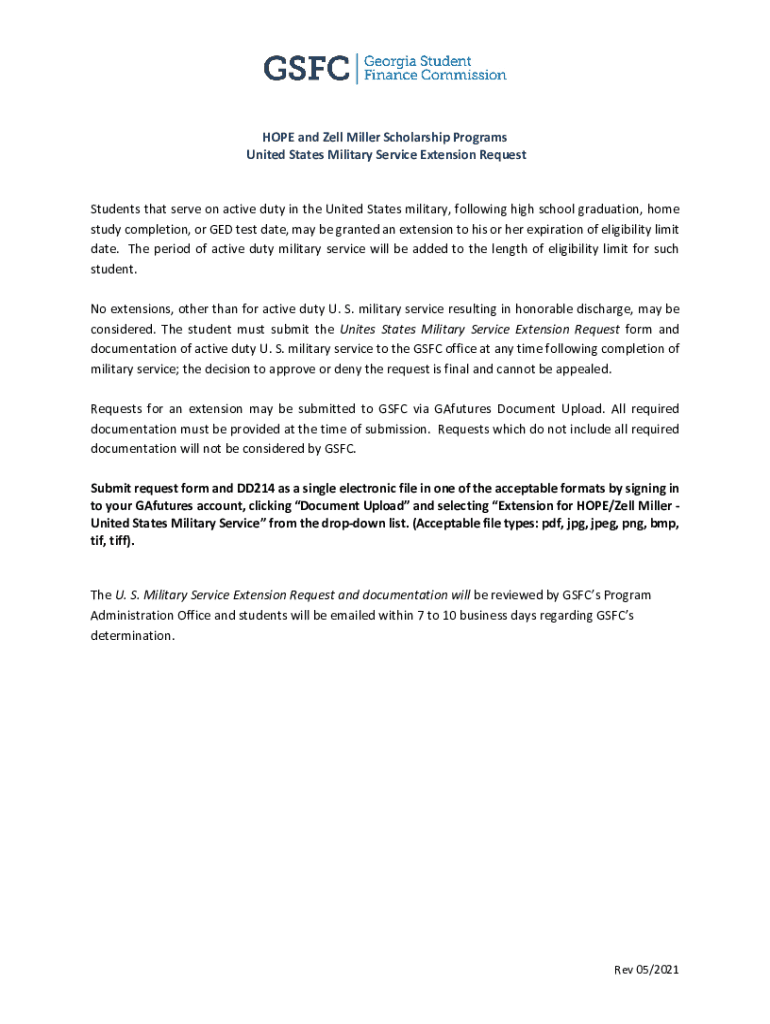 Fillable Online HOPE and Zell Miller Scholarship Programs Request for