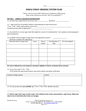 Fillable Online Certifying Maple Syrup MOFGA Certification Services