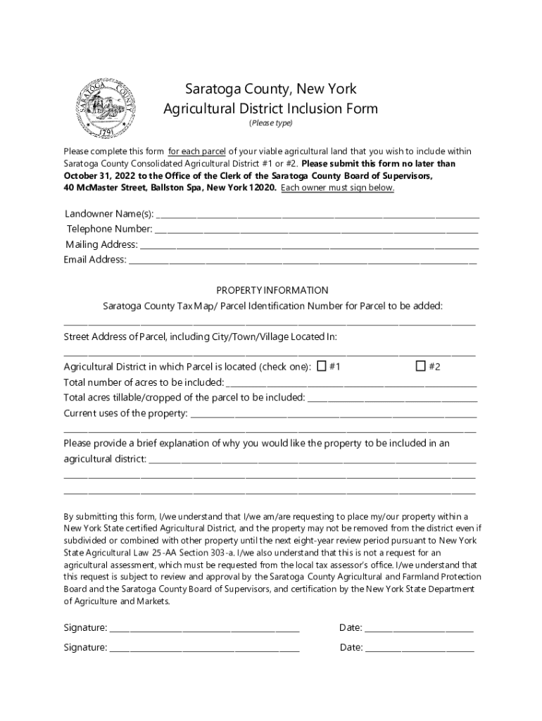 Fillable Online Saratoga County Planning Board Agriculture Referral