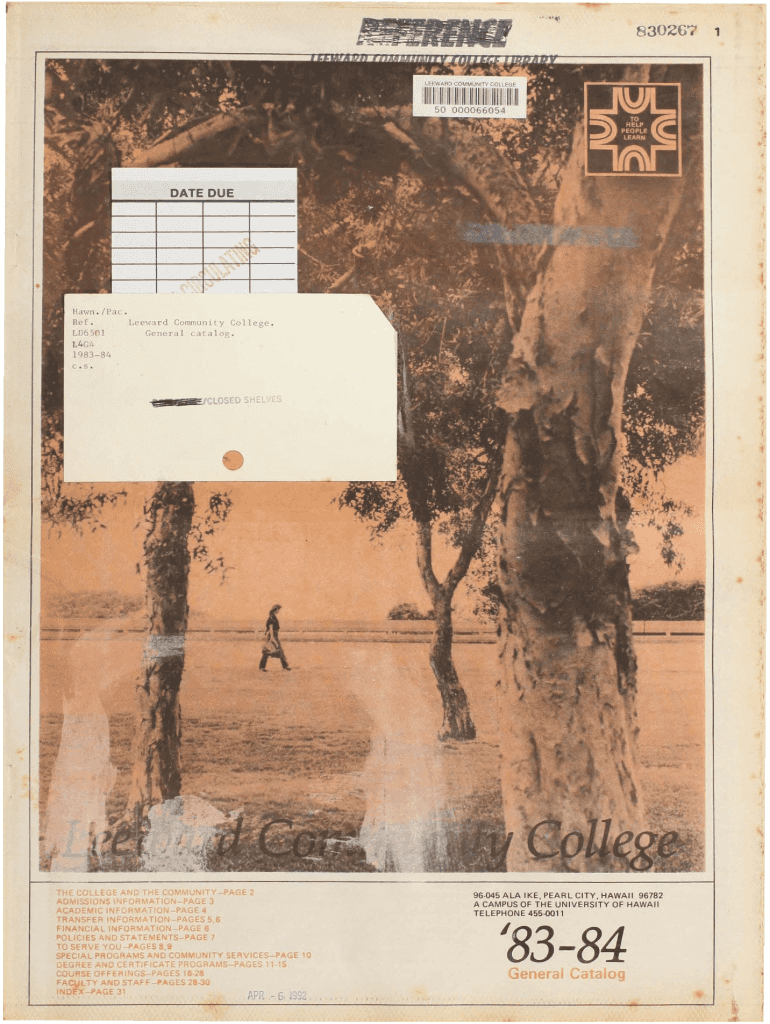 Fillable Online Classes and Catalog Leeward Community College Fax