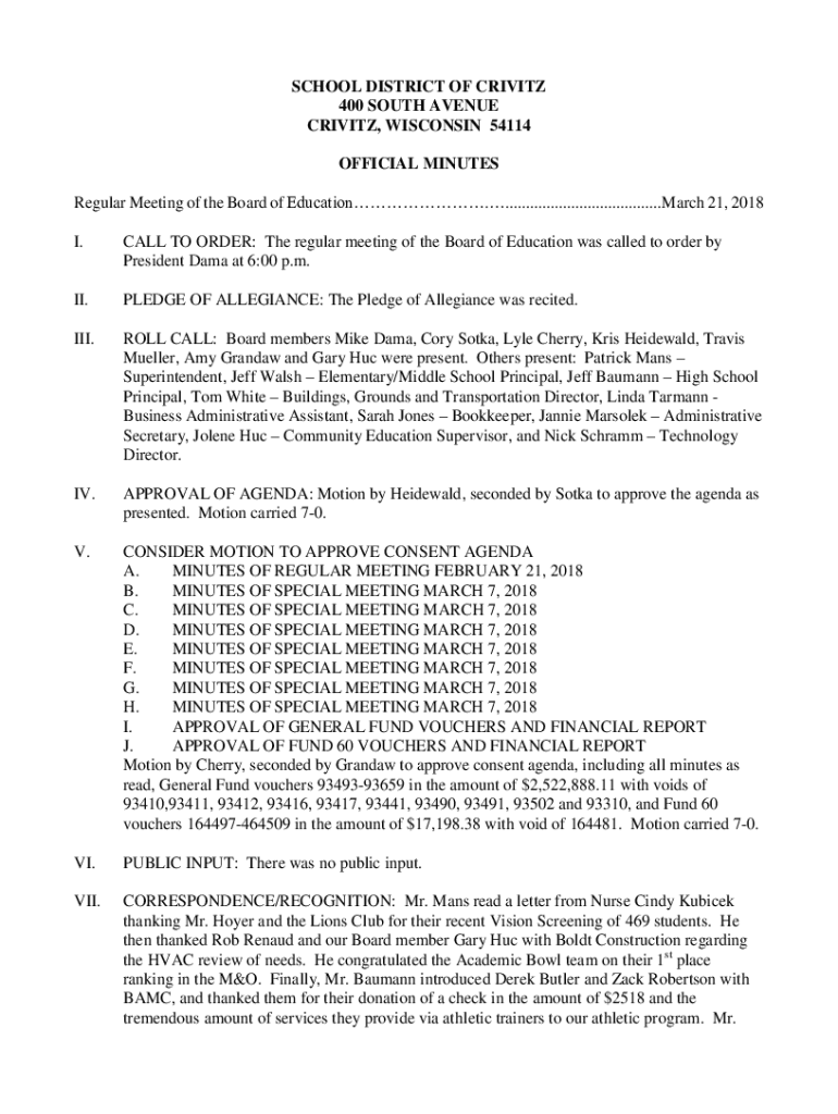 Fillable Online Crivitz School District GreatSchools Fax Email Print pdfFiller