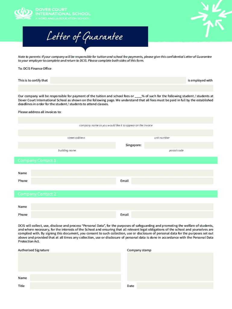 Fillable Online Sample Parent Guarantee Letter.pdf NC.gov Fax Email