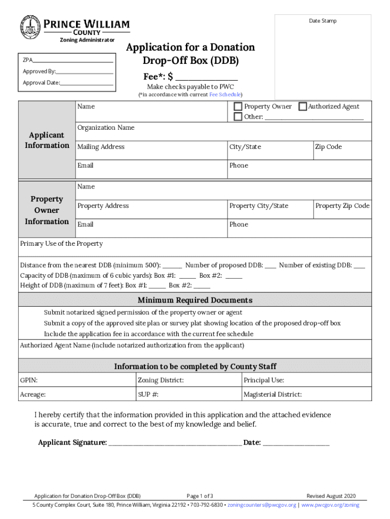 Fillable Online Application for a Donation DropOff Box (DDB) Fax Email